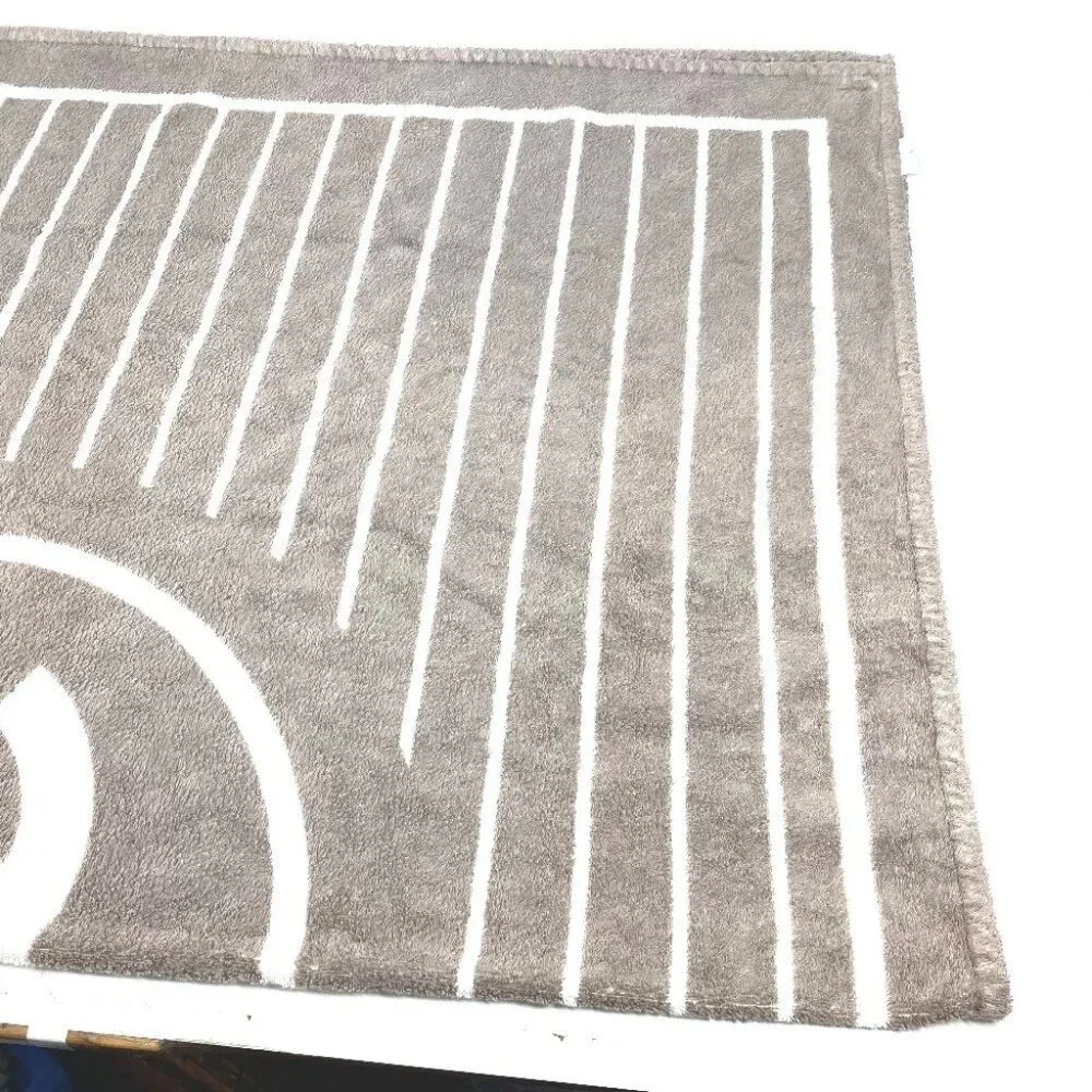 CHANEL Logo Stripe CC CC Mark Bath towel Interior Throw towel Gray Based/White